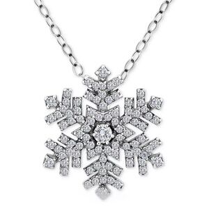 Giani Bernini Womens Sterling Silver Cubic Zirconia Snowflake Pendant Necklace